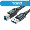 Vention USB-A 3.0 -> USB-B 3.0 (PVC type, fekete,nyomtat