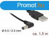 DeLock USB Power Cable to DC 5.5 x 2.5 mm male 90 1,5m Blac