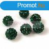 Kztes strasszos goly - Emerald - 8mm