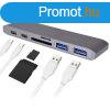 USB eloszt HUB MacBook-hoz szrke sznben, Type-C, USB 3.0,