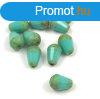 Cseh csiszolt csepp gyngy 8x6mm - Turquoise Green Picasso-6