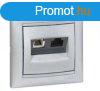 Legrand Valena RJ11 telefon dupla aljzat, alumnium