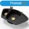 Grnit mosogat NERO Compact + Design Gold csaptelep + arany