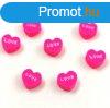 Polimer gyngy - hosszban frt - Pink Love Heart - 9-12mm