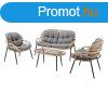 Asztal szett 3 fotellel DKD Home Decor Szrke Fm Kristly s