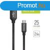COLORWAY Kbel, USB CW-CBUM048-BK, MicroUSB 2.4A 25CM fekete