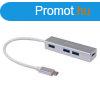 BlackBird USB Type-C HUB 4xUSB 3.0 Silver