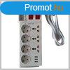 Smart Power hosszabbt, 7 aljzattal, 3 USB-vel