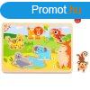 Tooky Toys Fa Puzzle hanggal 7 db-os - Safari llatos