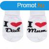 Csecsem pamut zokni New Baby I Love Mum and Dad fehr