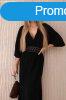 Hossz muszlin ruha hmzssel a derekn 88529 fekete modell