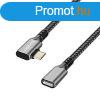 Logilink Type-C cable C/M 90 to USB-C/F 5m Black/Grey