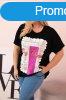 Pamut oversize pl Day Dream felirattal fekete+rzsaszn