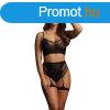 LE DSIR 2-Piece Bra Set with Garters - One Size - Black