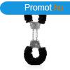 OUCH! Furry Metal Hand Cuffs - Black