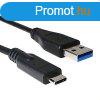 Kbel C-TECH USB 3.0 AM - Type-C kbel (AM/CM), 2m, fekete