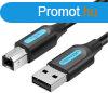 Vention USB-A 2.0/M -> USB-B/M, (PVC, fekete, nyomtatkb