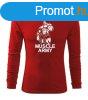 DRAGOWA Fit-T hossz ujj pl muscle army man, piros 160g/m
