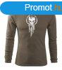 DRAGOWA Fit-T hossz ujj pl skull, oliva 160g/m2