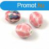 Porceln gyngy - melon - Pink Blue - 15 x 16 x 14mm