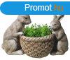 Decoration Gecco 8612, Rabbit in the basket, magnesia, 30 cm