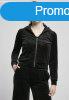 Urban Classics Ladies Short Velvet Zip Hoody black