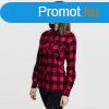 Urban Classics Ladies Turnup Checked Flanell Shirt blk/red