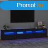 fekete TV-szekrny LED-vilgtssal 210x35x40 cm