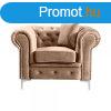 Luxus fotel, vilgosbarna Velvet szvet, ROMANO