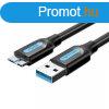 USB-A 3.0 ? Micro-B Vention COPBD 0,5 m-es kbel (fekete)