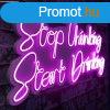 Stop Thinking Start Drinking - Pink Dekoratv manyag LED vi