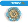 Cseh prselt virg gyngy - Turquoise Blue Gold - 18mm