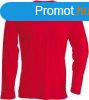 Frfi hossz ujj V-nyak pamut pl, Kariban KA358, Red-2XL