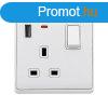 LONDON SINGLE SOCKET 2P BUTTON SWITCH NEON+USB WH