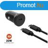 FIXED USB-C Car Charger 20W+ USB-C/USB-C Cable Black