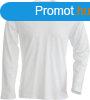 Frfi hossz ujj V-nyak pamut pl, Kariban KA358, White-L