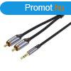 2xRCA (Cinch) jack 3,5 mm-es Vention BCNBK 8 m-es kbelhez (