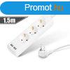 Delight Eloszt 3-as - 3 x 1,5 mm - 1,5 m - 2 x USB-vel