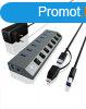 Raidsonic IcyBox IB-HUB1701-C3 7-Portos USB3.0 HUB and Charg