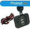 Bepthet USB aljzat 12V/24V 2db USB port 2.1A 30211