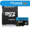 A-Data 64GB microSDXC Premier Class 10 UHS-I V10 A1 + adapte