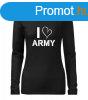 DRAGOWA Slim ni hossz ujj pl i love army, fekete 160g/m