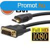 Delight DVI-D (Dual Link) - HDMI kbel 2m Black aranyozott