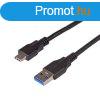 Akyga AK-USB-15 USB3.1 Type-C / USB A cable 1m Black