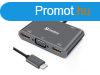 Sandberg USB-C Dock 2xHDMI+1xVGA+USB+PD Gray