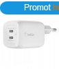 Belkin BoostCharge Dual USB-C PD GaN Wall Charger 65W White