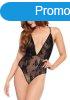 Leg Avenue Deep V Floral Lace Teddy Black O/S