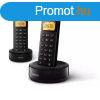 Philips D1602B/53 dect telefon fekete 300mah 2 kzibeszl