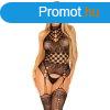 LEG AVENUE - CSIPKE MAGAS NYAK BODYSTOCKING FEKETE