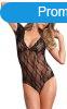 Floral Lace Backless Teddy Black Leg Avenue